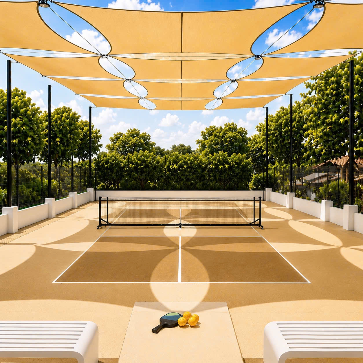 MÁI CHE PICKLEBALL ĐÓN NẮNG TỰ NHIÊN